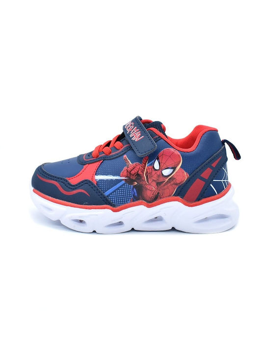 Spiderman Παιδικά Sneakers με Σκρατς & Φωτάκια Μπλε