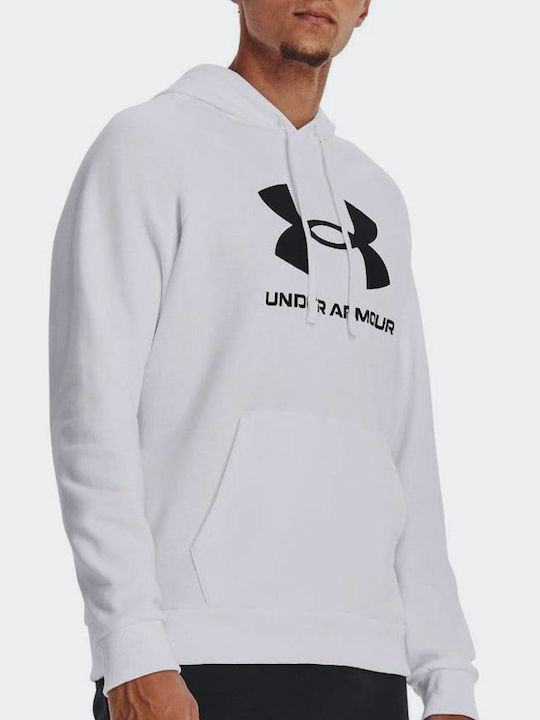 Under Armour Hanorac Fleece cu Glugă Alb