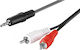 Goobay Καλώδιο Ήχου 3.5mm male - 2x RCA male Μαύρο 0.5m 51701