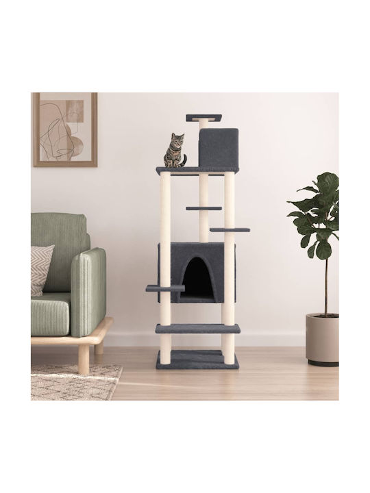 vidaXL Cat Tree Dark Grey 154 cm Ονυχοδρόμιο Γα...