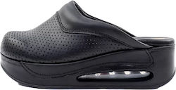 Northcure Damen Leder Anatomisch Clogs Schwarz