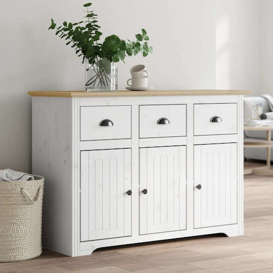 Wooden Buffet with Drawers White Natural L115xW43xH79.5cm