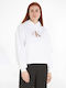 Long Women's Sweatshirt Hooded White