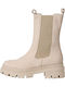 Leder Damen Chelsea Stiefeletten Beige