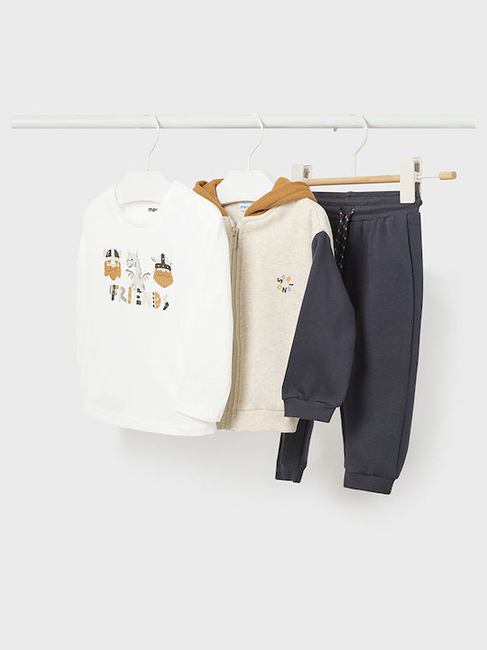 Mayoral Kids Sweatpants Set Beige 3pcs