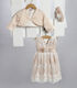 New Life Pink Baptism Clothes Set with Hair Accessories Cardigan and Lace Dress 3 Pieces