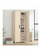 Fabric Shoe Organizer with 10 Shelves Beige 60x30x166cm