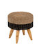 Stool For Living Room Wicker Black 43x43x45cm