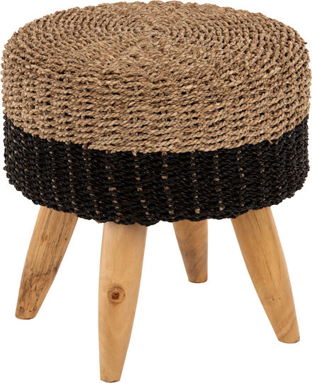Stool For Living Room Wicker Black 43x43x45cm