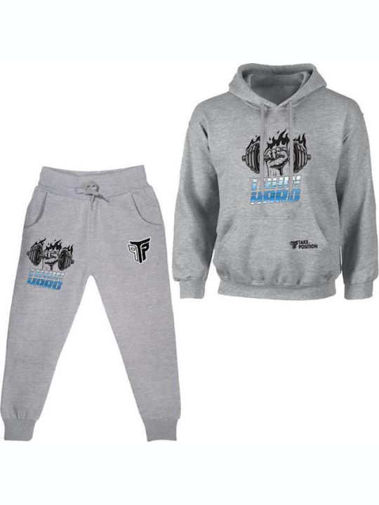 Takeposition Kids Sweatpants Set Gray 2pcs Train Hard