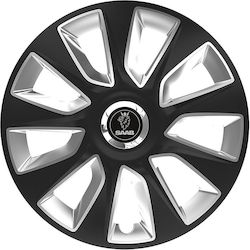 Versaco Car Hubcap Set with Saab Emblem 15" 4pcs Black /Black