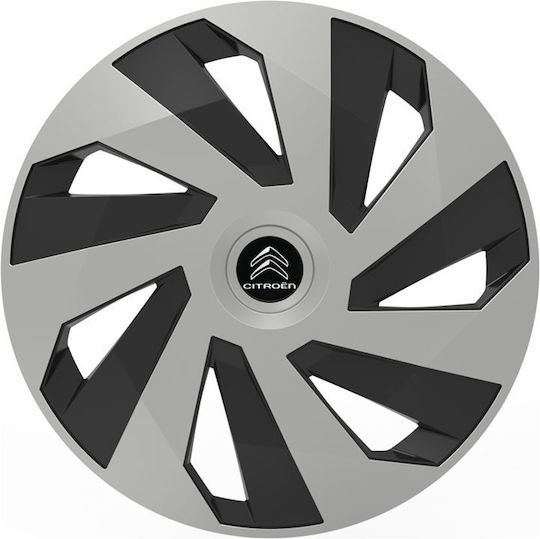 Versaco Car Hubcap Set Vector with Citroen Emblem 15" 4pcs Black