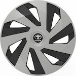 Versaco Auto Radkappen Set mit Marke Toyota 4Stück 15" Silber/Schwarz