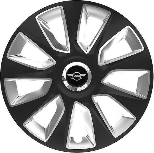 Versaco Car Hubcap Set Stratos Rc with Mini Cooper Emblem 13" 4pcs Black