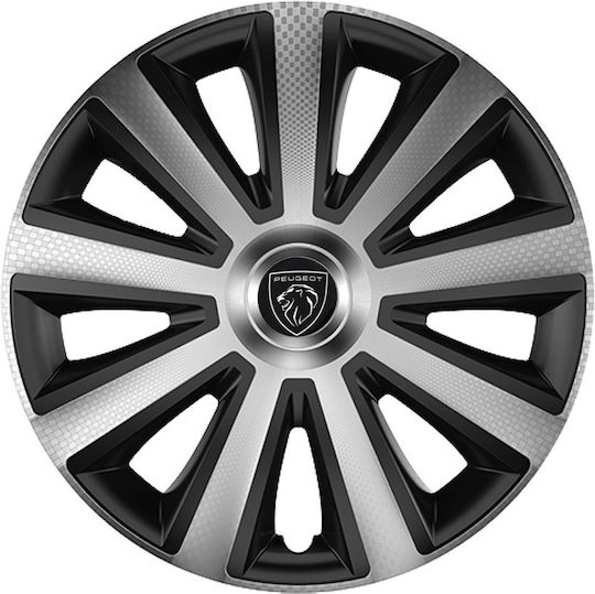 Versaco Car Hubcap Set Aviator with Peugeot Emblem 16" 4pcs Silver