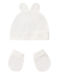 Kids Beanie Set with Gloves Fabric White for Newborn