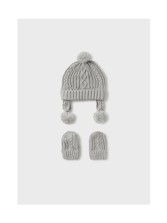 Mayoral Kids Beanie Set with Gloves Knitted Gray