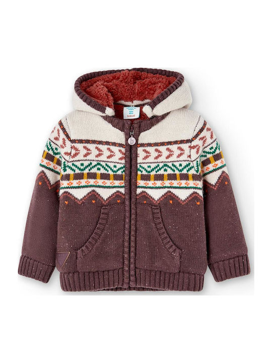 Kids Cardigan Knitted with Hood Beige