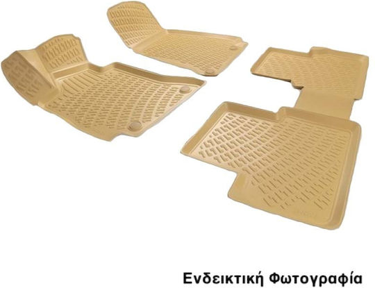 Bosse Set of Front and Rear Mats 4pcs Tray Type for BMW Series 5 / E39 / E60 / F10 Mazda 2 Beige