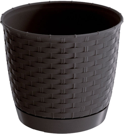Prosperplast DRLO220 Übertopf Rattan Braun mit Gestell 22x22x19.5εκ.
