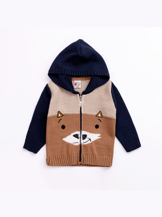 Funky Boys Hooded Cardigan with Zipper Navy Blue