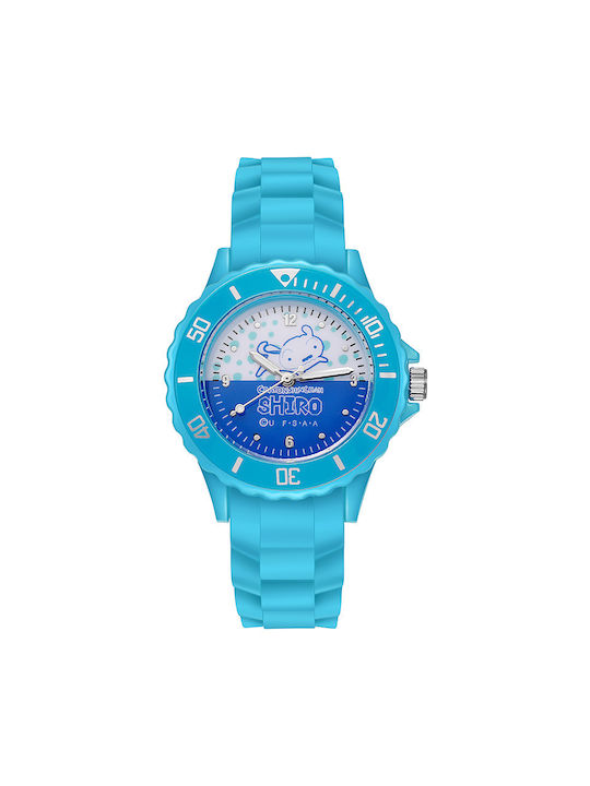 Kids Analog Watch with Rubber/Plastic Strap Light Blue