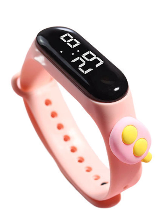 Kids Digital Watch with Rubber/Plastic Strap Pink