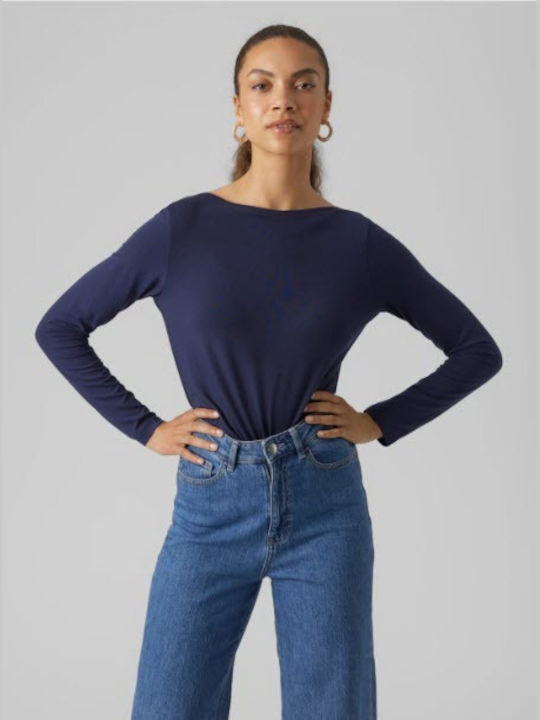Vero Moda Women's Blouse Long Sleeve Navy Blue