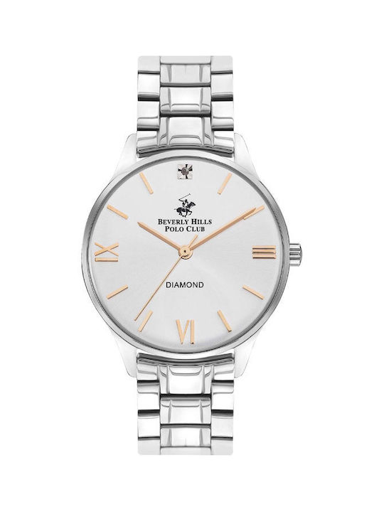 Beverly Hills Polo Club Watch with Silver Metal Bracelet