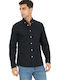Long-sleeved Cotton Shirt Navy Blue