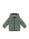 Kids Quilted Short Coat with Hood Khaki