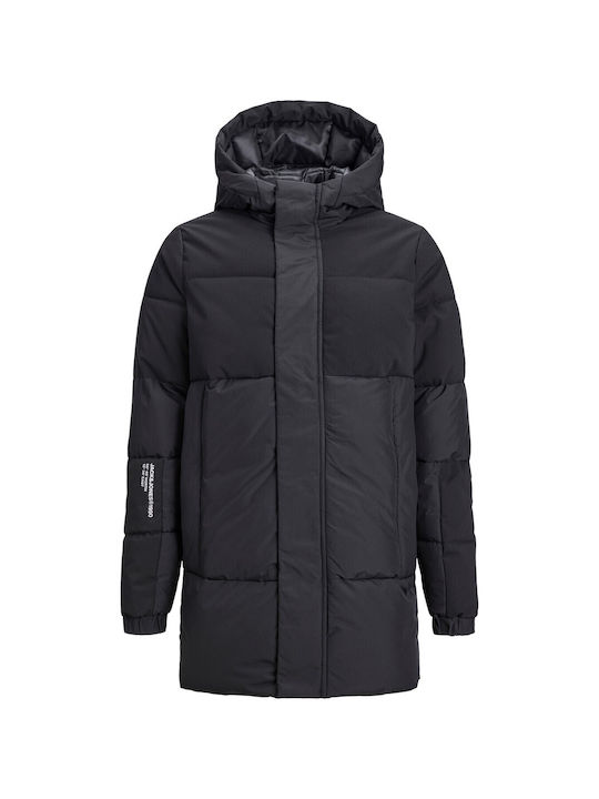 Jack & Jones Boys Quilted Coat Black with Ηood