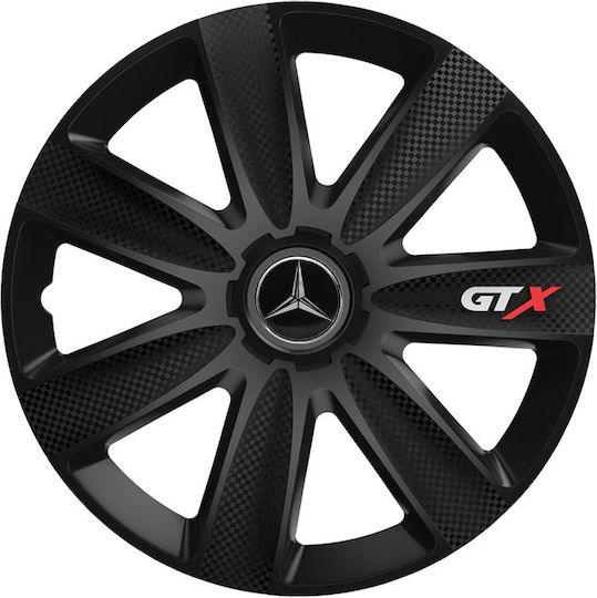 Versaco Set Capace de Roți Auto Gtx Compatibilitate Mercedes Benz 4 Bucăți 16 Negru/Negru