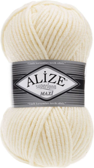 Alize Acrilyc Knitting Yarn Superlana Maxi Ecru