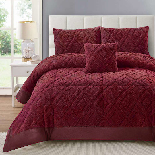 Borea Duvet Cover Queen 220x240cm Rhombus Bordeaux