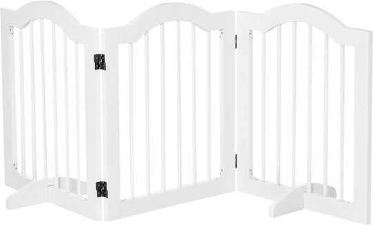 Pawhut Wooden Dog Divider with 3 Panels 154.5x29.5x61cm White