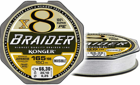 Konger Braider X8 Invisible Νήμα Ψαρέματος 150m / 0.14mm / 17.5kg