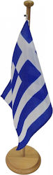 Holzsockel mit 40cm Stange und griechischer Flagge