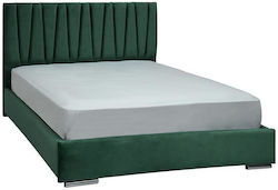 Κρεβάτι Υπέρδιπλο Επενδυμένο με Ύφασμα Πράσινο για Στρώμα 175x214cm