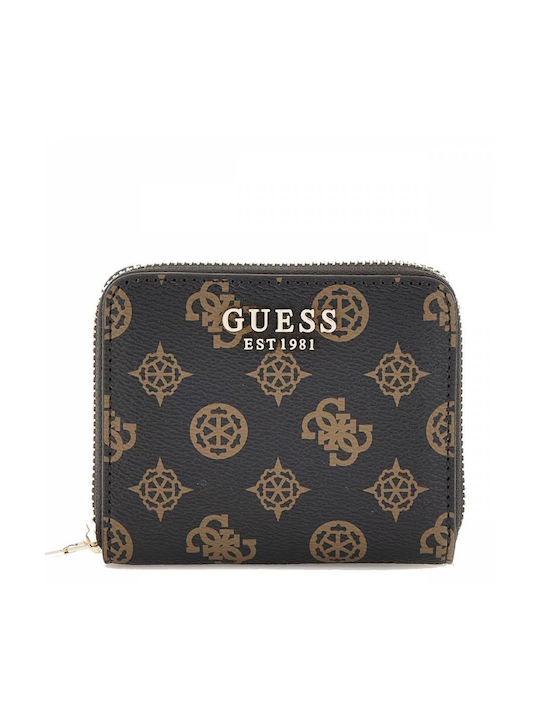Guess Small PU Leather Zipper Wallet Brown 11x2x9cm