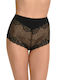 Miss Rosy Cotton High-waisted Women's Slip with Lace Black