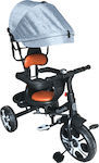 ForAll Kids Tricycle with Storage Basket, Push Handle & Sunshade for 18+ Months Gray