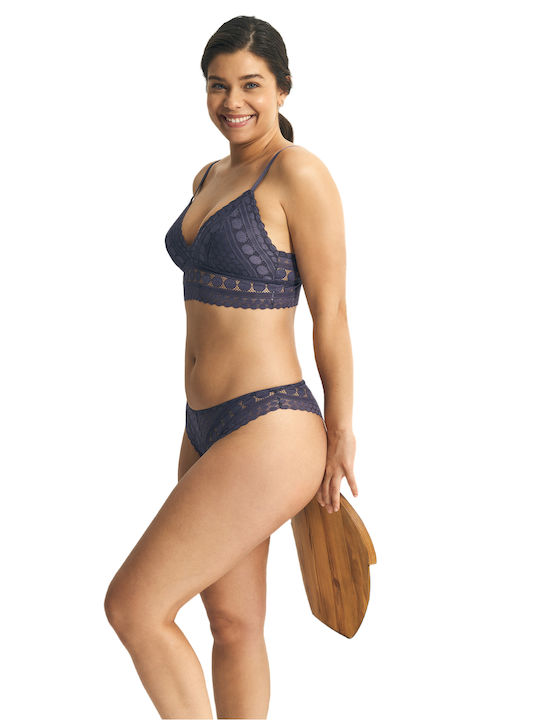 Promise Dantelat Set de Lenjerie Bralette cu Albastru marin