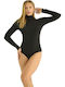 Long Sleeve Turtleneck Bodysuit Slim Fit Black