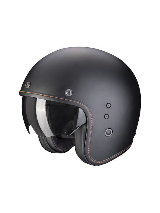 Scorpion Belfast Evo Solid Matte Black Motorcycle Helmet Jet ECE 22.06 with Sun Visor