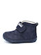 Anatomical Leather Kids Boots with Velcro Navy Blue