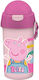 Peppa Pig Kinder Trinkflasche Peppa Schwein Kunststoff mit Strohhalm Pink 500ml