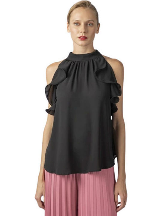 Women's Summer Blouse Sleeveless Black