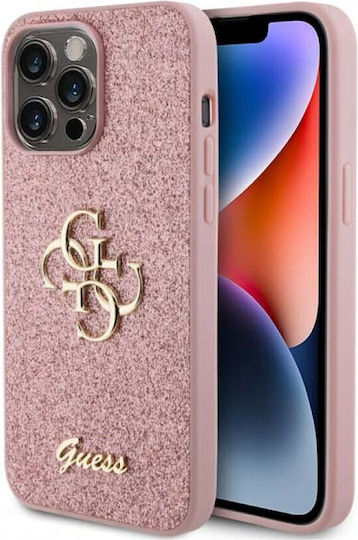 Guess Fixed Glitter Umschlag Rückseite Metallisch Rosa (iPhone 15 Pro Max)