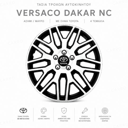 Versaco Auto Radkappen Set Dakar Nc mit Marke Toyota 4Stück 16" Silber